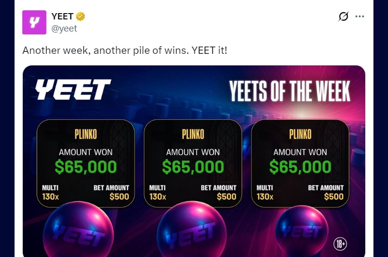 Twitter Yeets of the Week 195K Plinko Wins